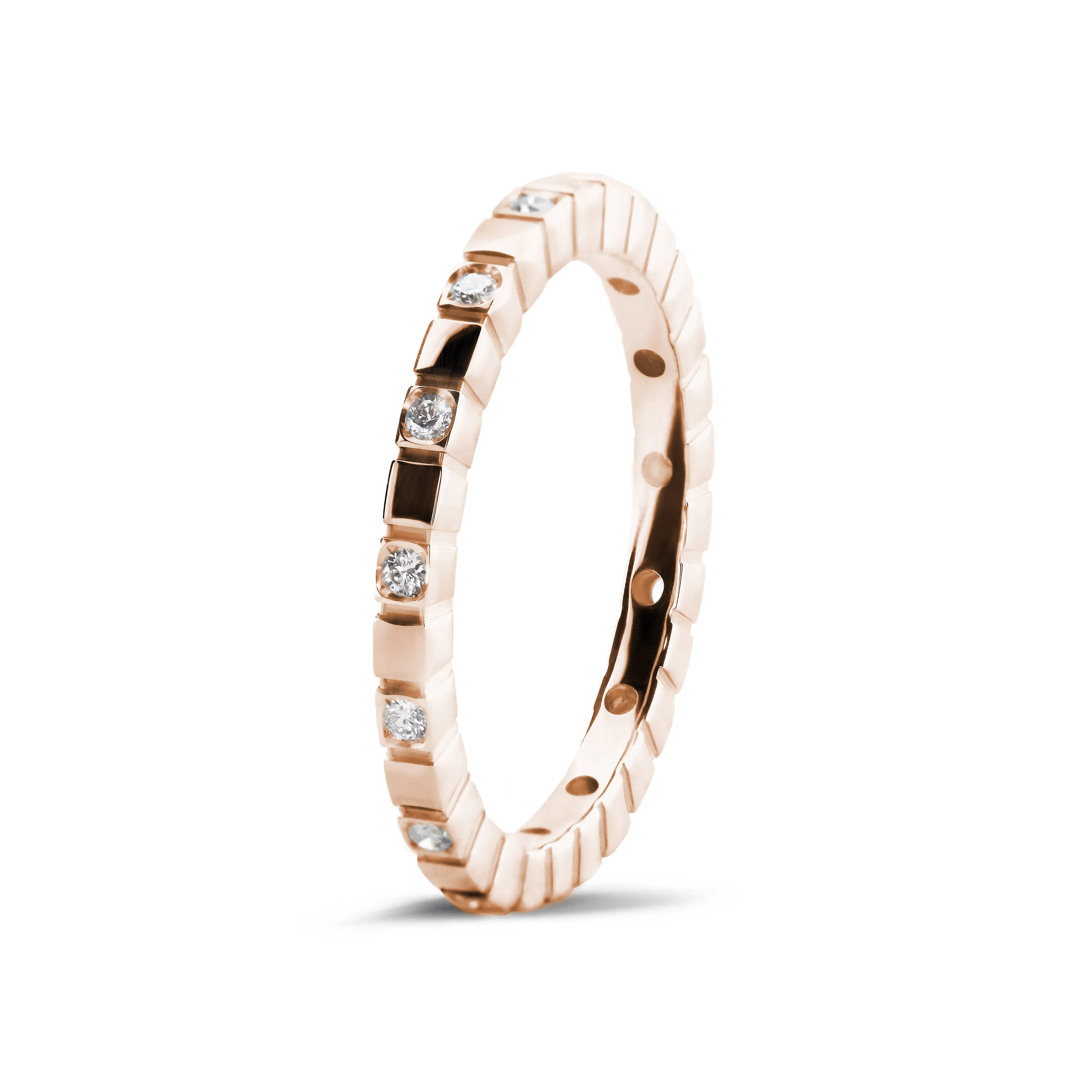 0.07 quilates anillo cuadros de diamantes de combinación en oro rojo 