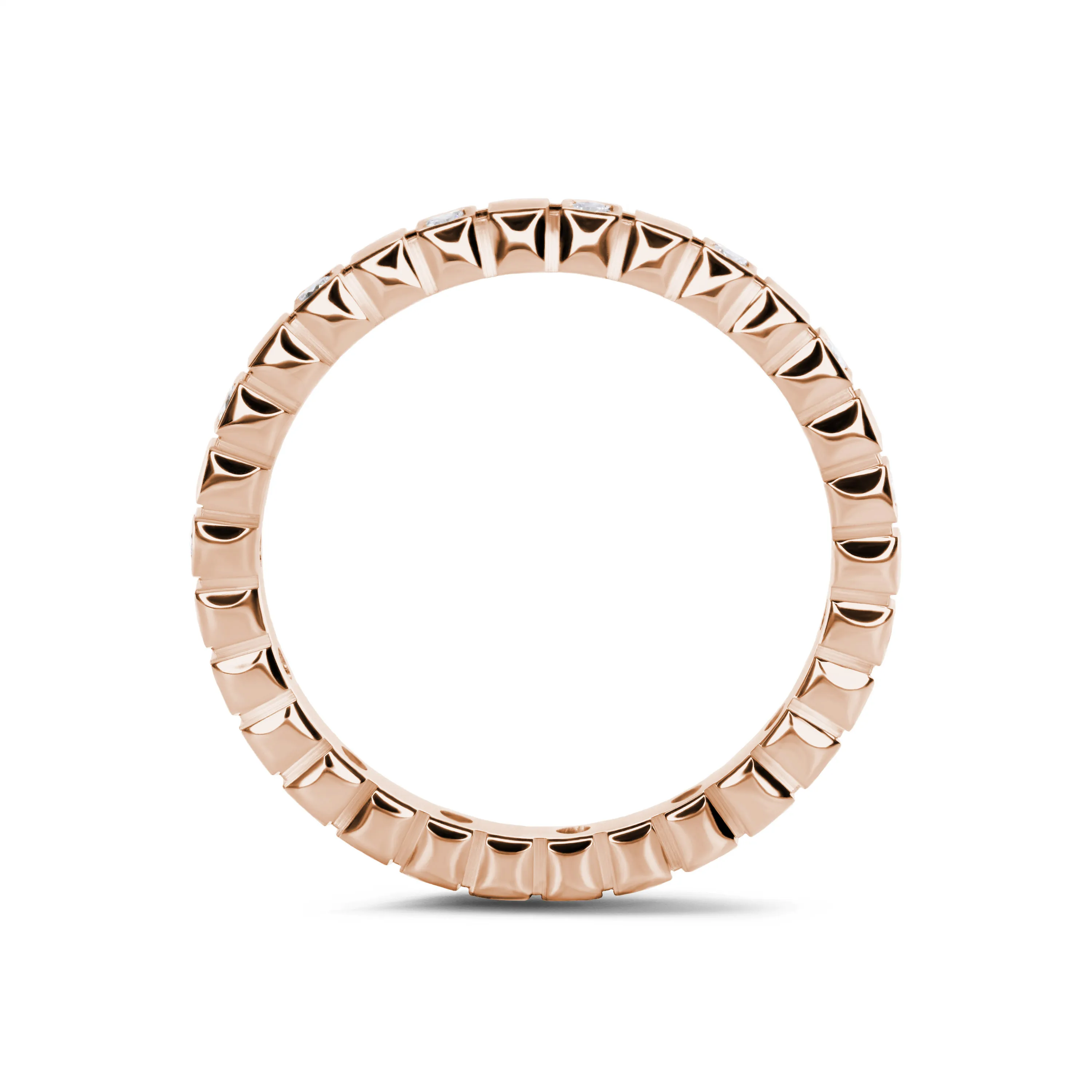 0.07 quilates anillo cuadros de diamantes de combinación en oro rojo 