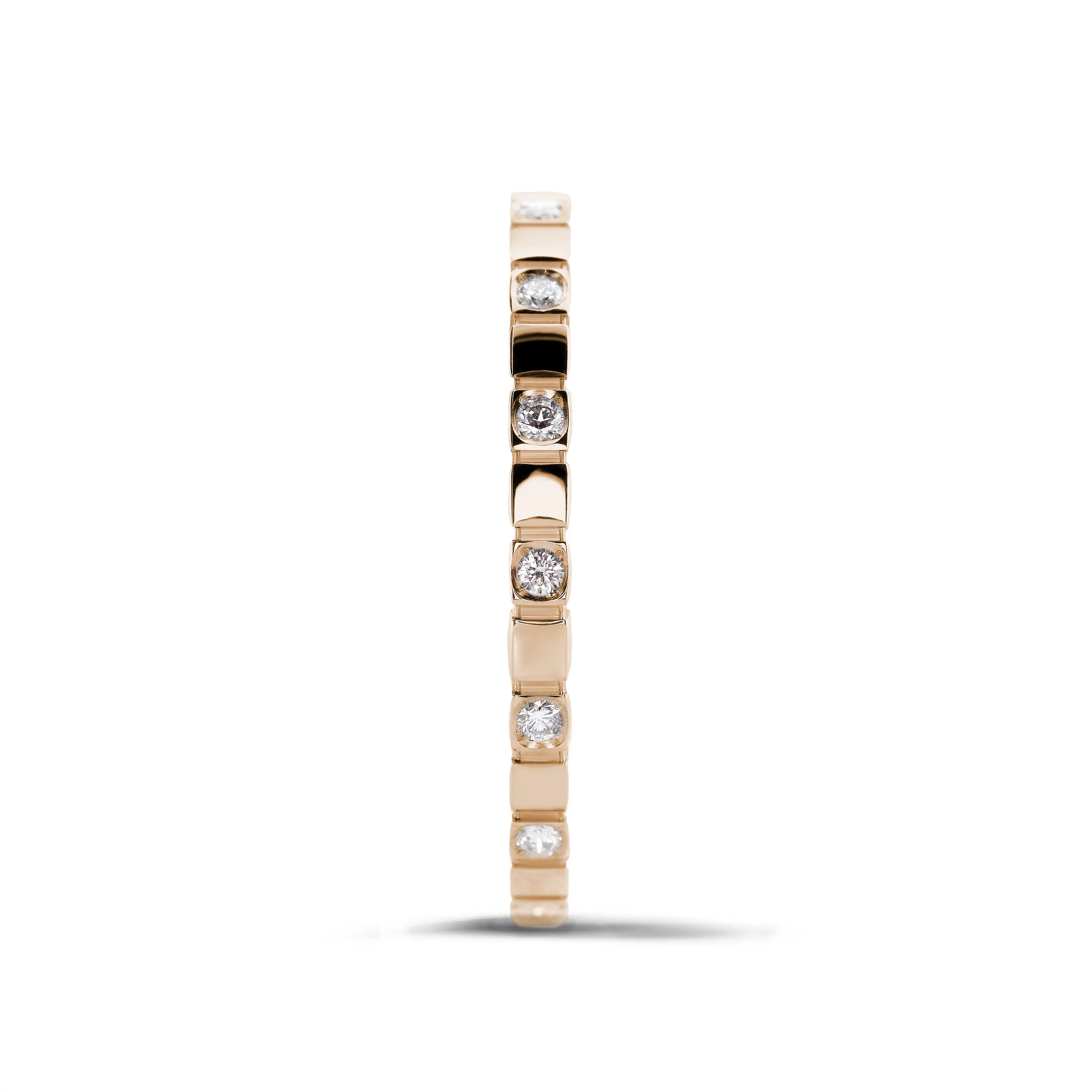 0.07 quilates anillo cuadros de diamantes de combinación en oro rojo 