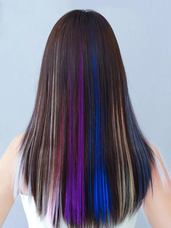 1 pieza de extensión de cabello con clip largo y recto