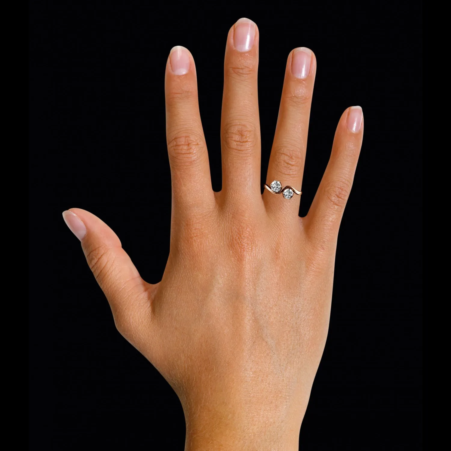 1.00 quilates anillo diamante Toi et Moi en oro rojo 