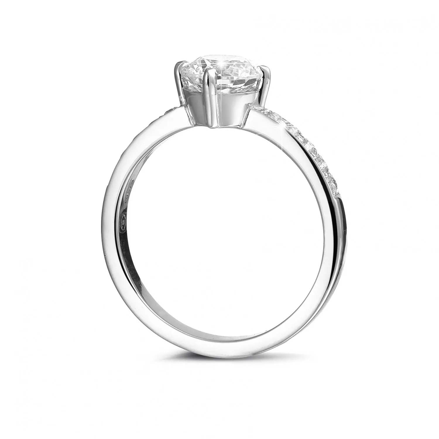 1.00 quilates anillo solitario diamante de oro blanco con diamantes en los lados 