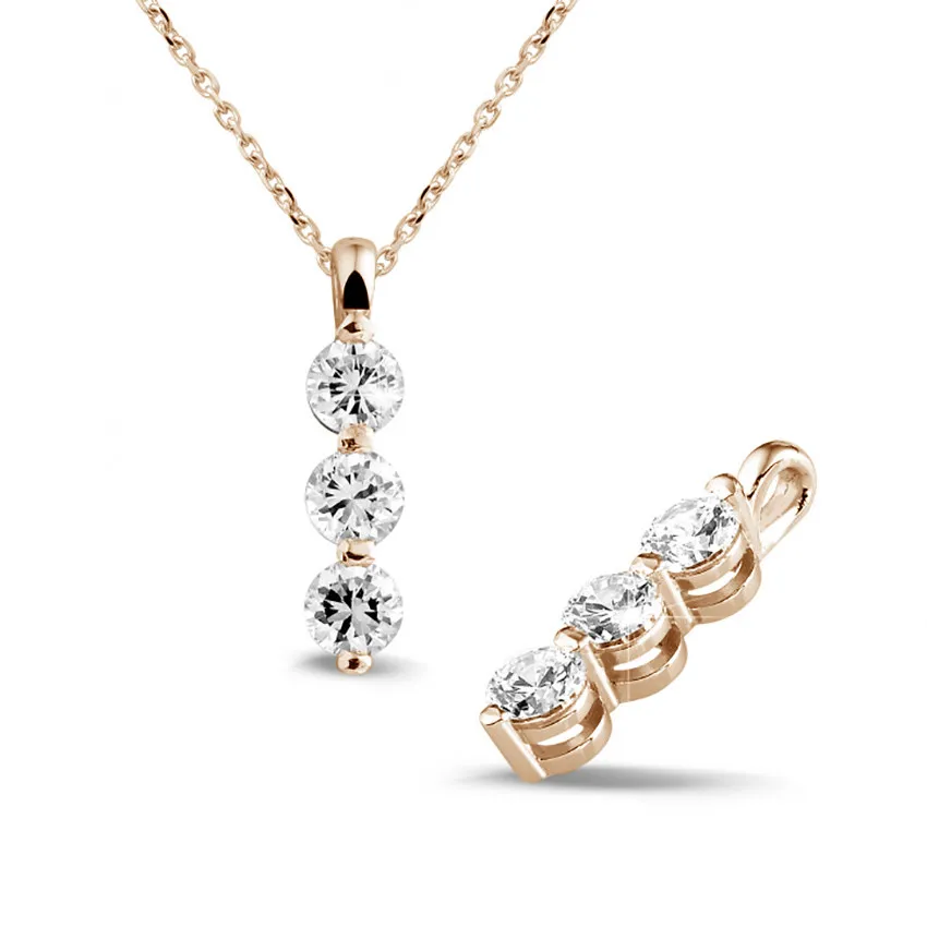 1.00 quilates trilogía colgante diamante en oro rojo 