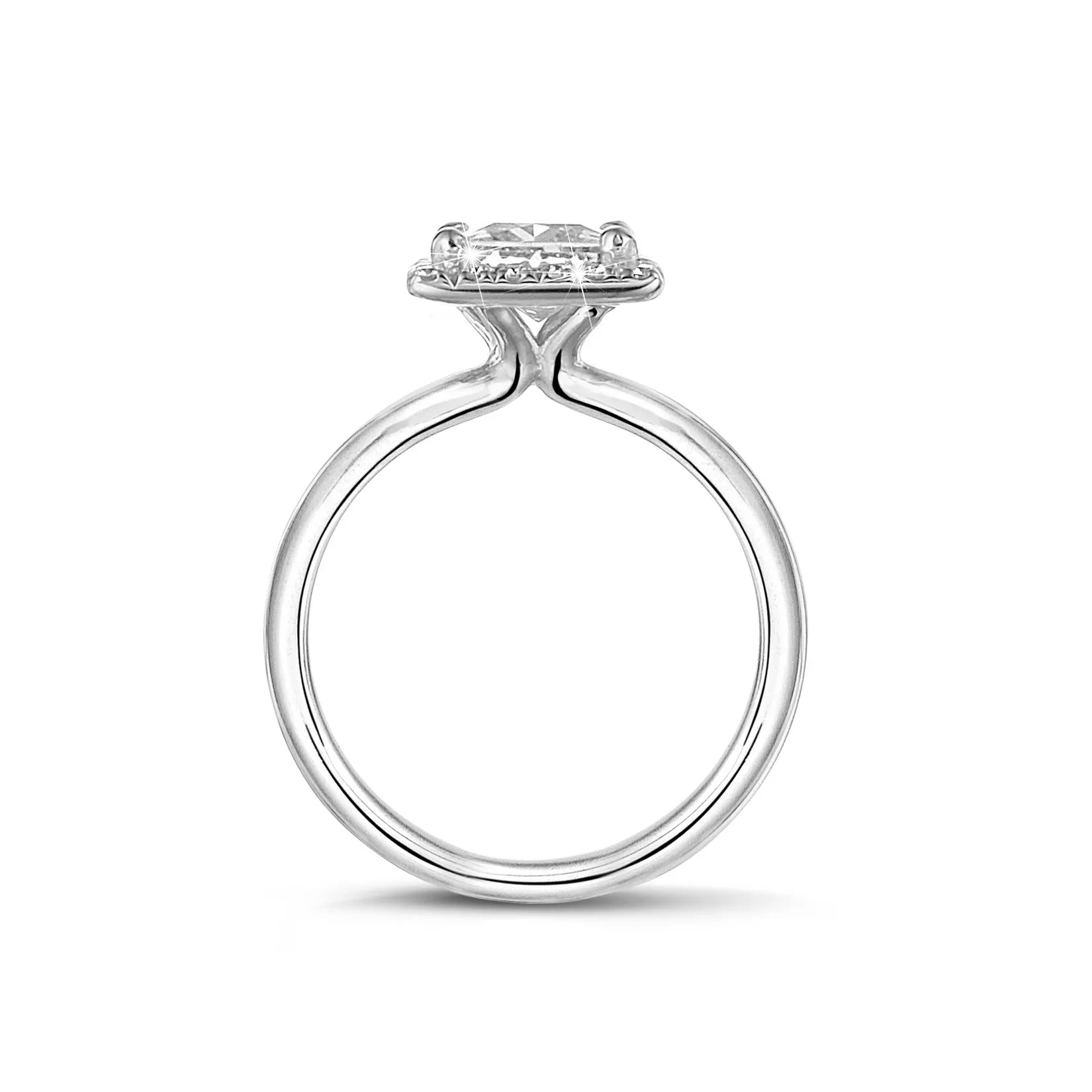 1.00 quilateshalo anillo solitario diamante princesa en oro blanco con diamantes redondos 