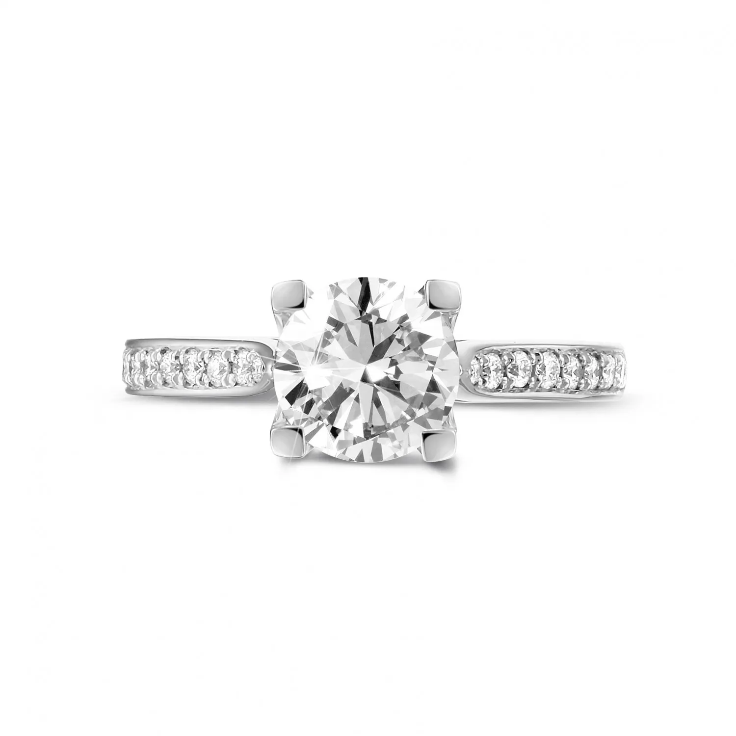 1.25 quilates anillo solitario diamante en platino con diamantes en los lados 