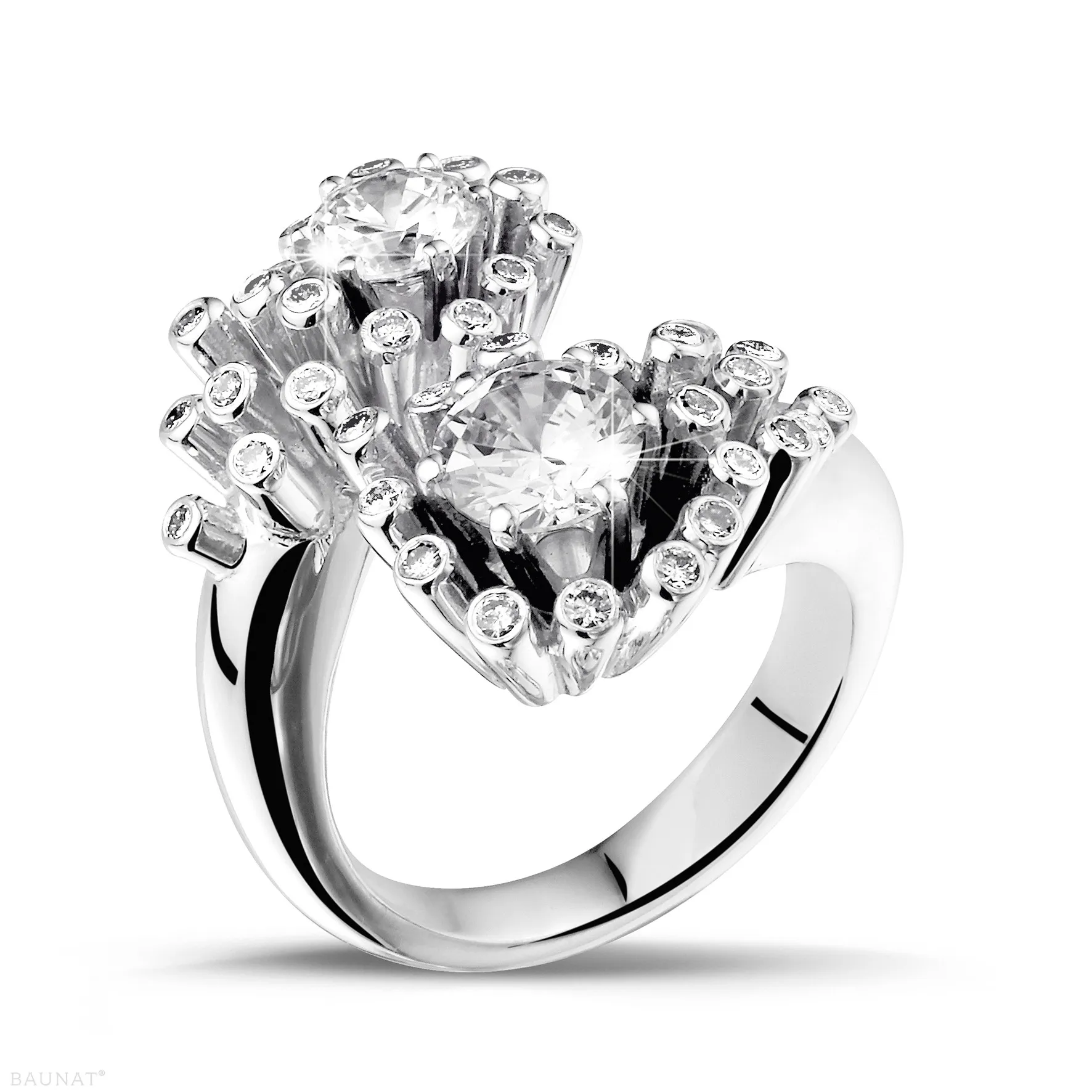 1.40 quilates anillo diamante “Toi & Moi” diseño en oro blanco 