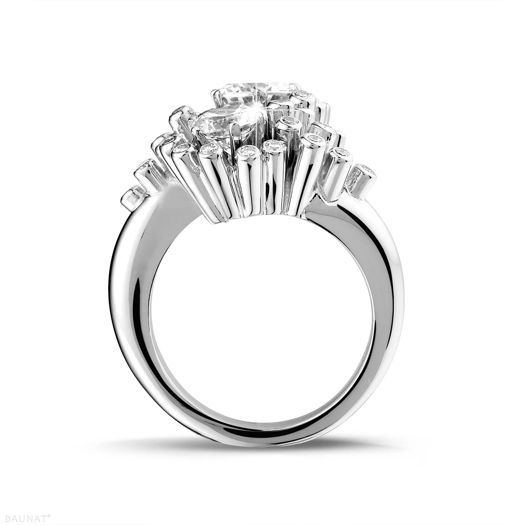 1.40 quilates anillo diamante “Toi & Moi” diseño en oro blanco 