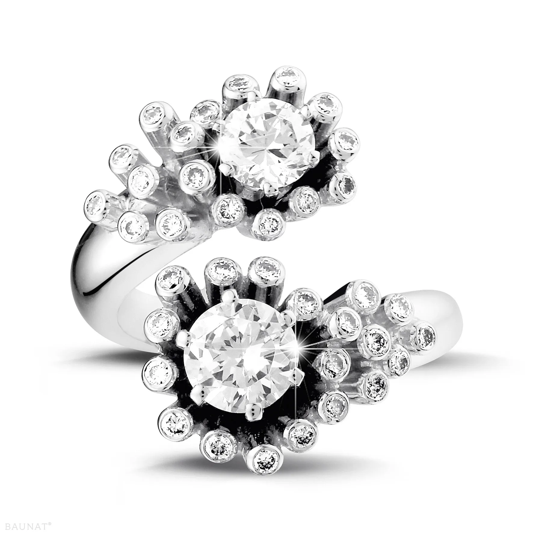 1.40 quilates anillo diamante “Toi & Moi” diseño en oro blanco 