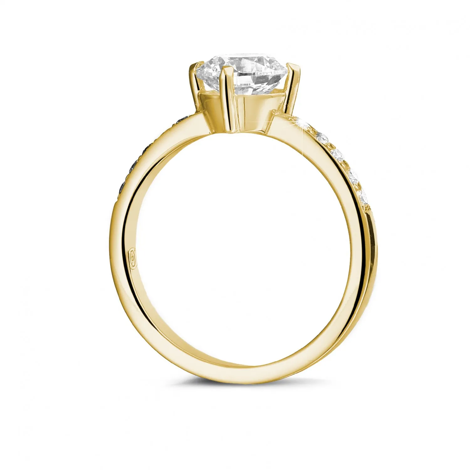 1.50 quilates anillo solitario diamante en oro amarillo con diamantes en los lados 