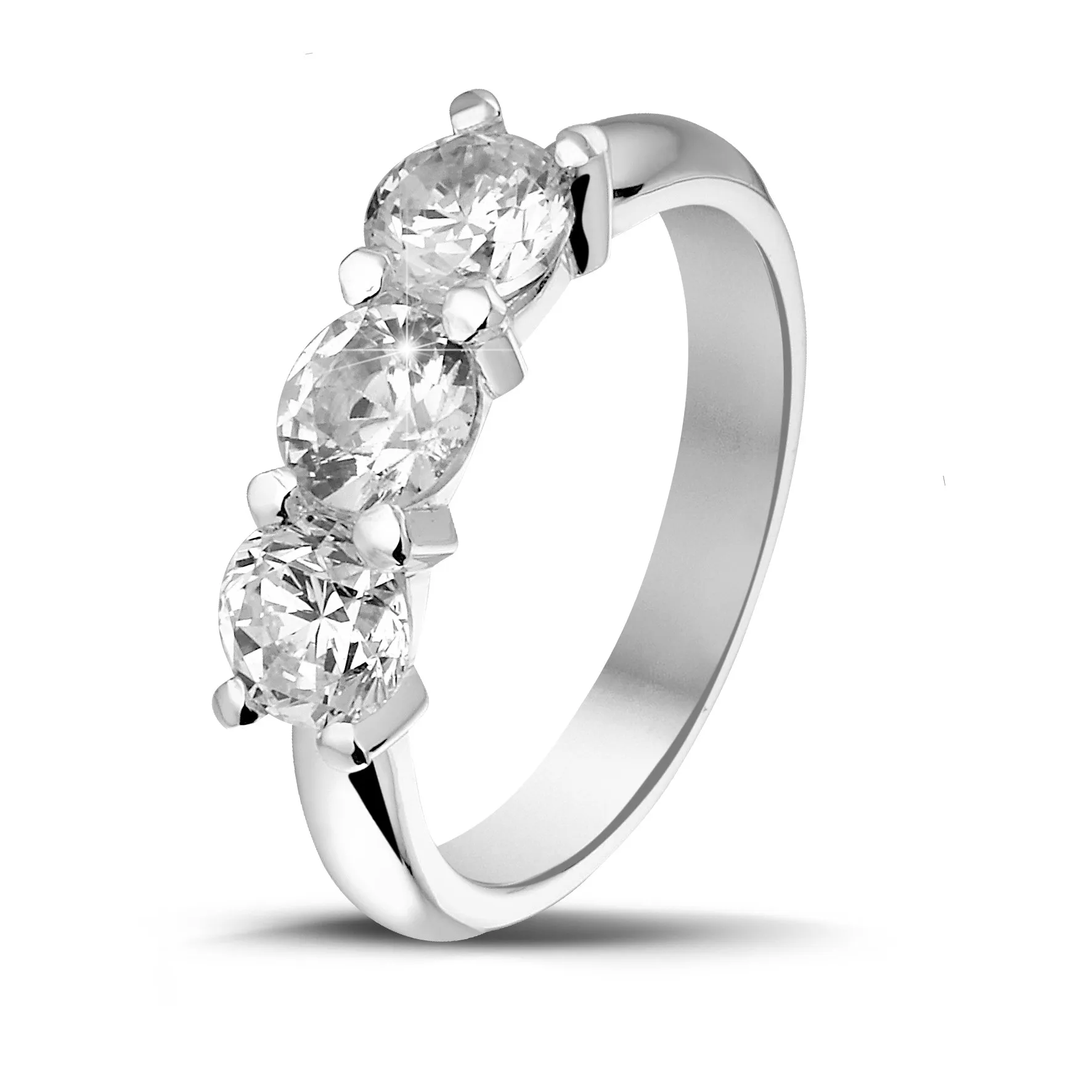 1.50 quilates anillo trilogía en platino con diamantes redondos 