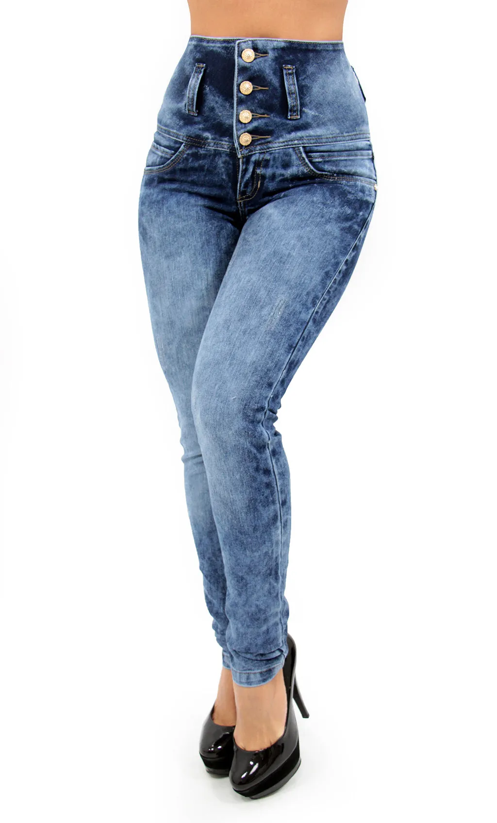 17485 Acid Wash High Waisted Maripily Skinny Jean