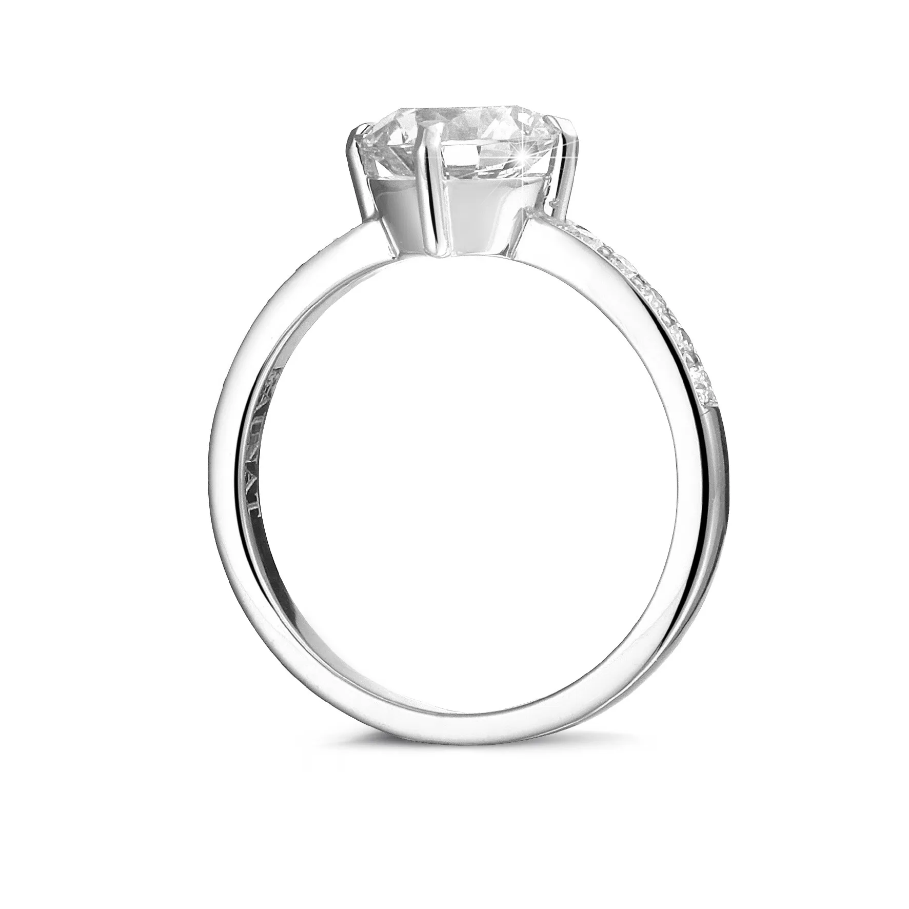 2.00 quilates anillo solitario diamante en platino con diamantes en los lados 