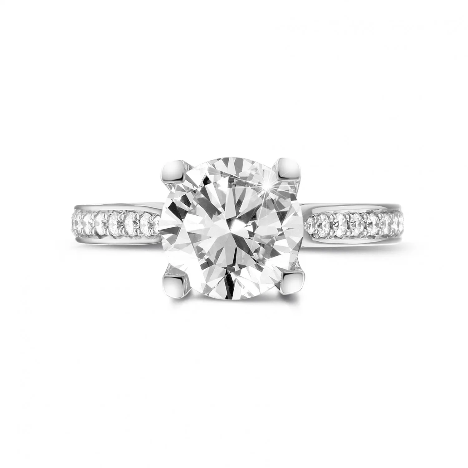 2.50 quilates anillo solitario diamante en oro blanco con diamantes en los lados 