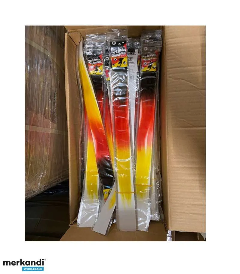 279 PIEZAS FUERA DE LA BANDERA DE ALEMANIA NEGRAROJAAMARILLA DE EXTENSIONES DE CABELLO AZULES, PALETAS DE STOCK RESTANTES AL P