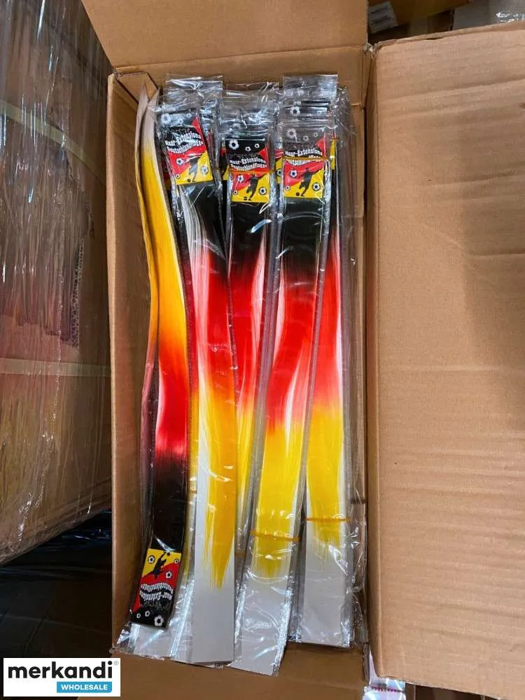279 PIEZAS FUERA DE LA BANDERA DE ALEMANIA NEGRAROJAAMARILLA DE EXTENSIONES DE CABELLO AZULES, PALETAS DE STOCK RESTANTES AL P
