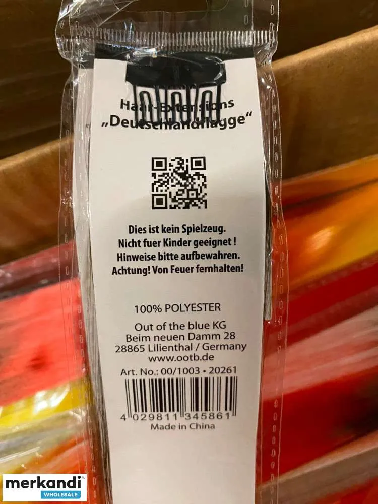 279 PIEZAS FUERA DE LA BANDERA DE ALEMANIA NEGRAROJAAMARILLA DE EXTENSIONES DE CABELLO AZULES, PALETAS DE STOCK RESTANTES AL P