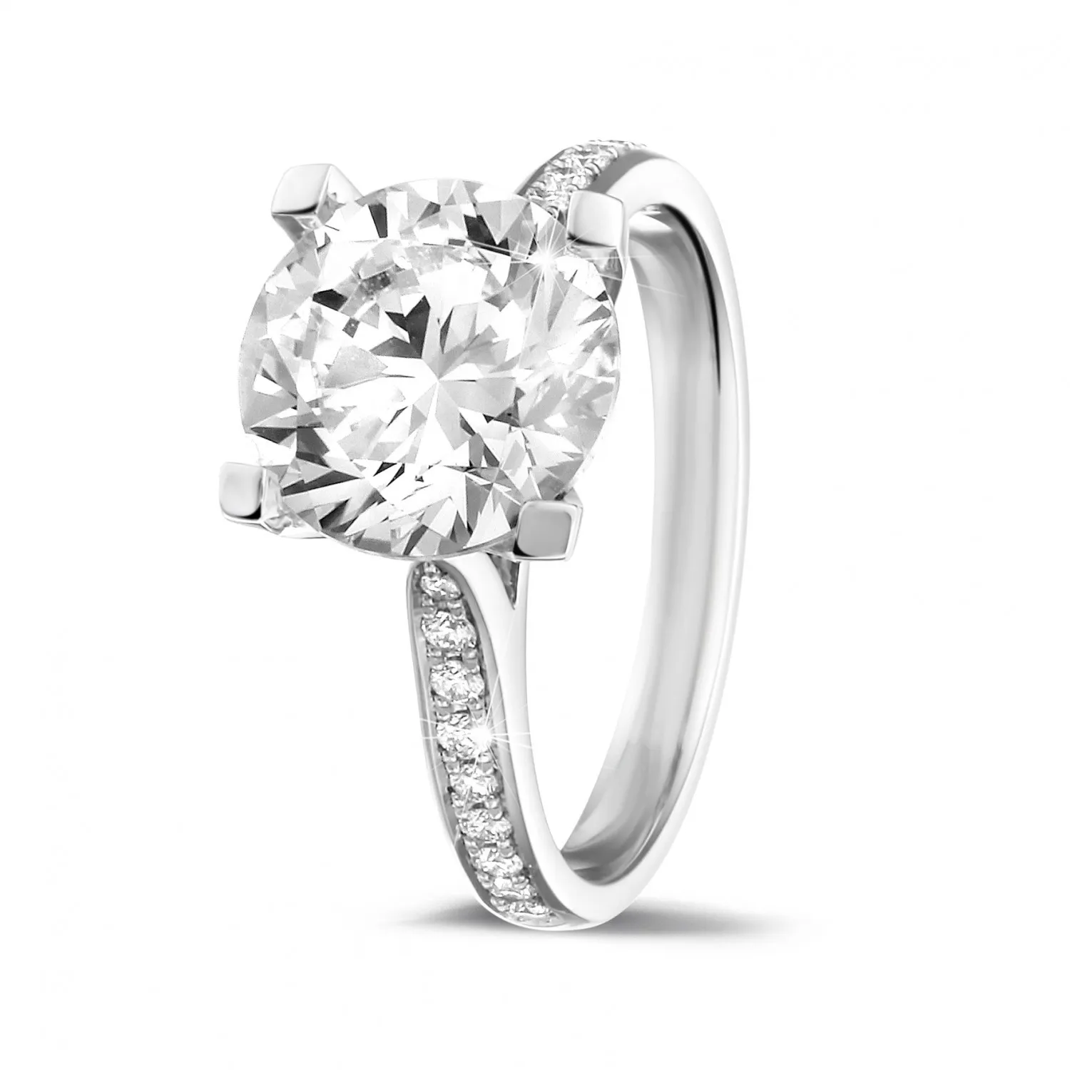 3.00 quilates anillo solitario diamante en platino con diamantes en los lados 