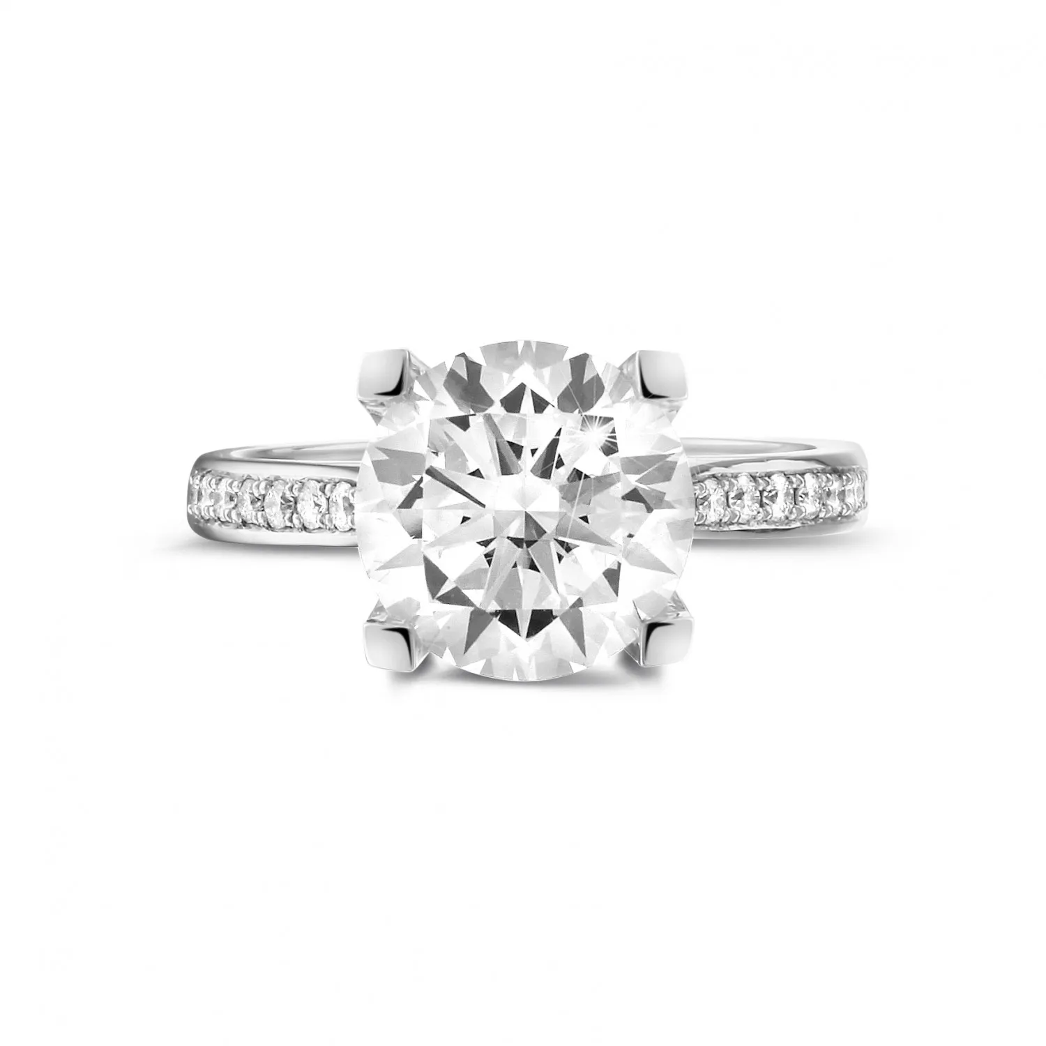 3.00 quilates anillo solitario diamante en platino con diamantes en los lados 