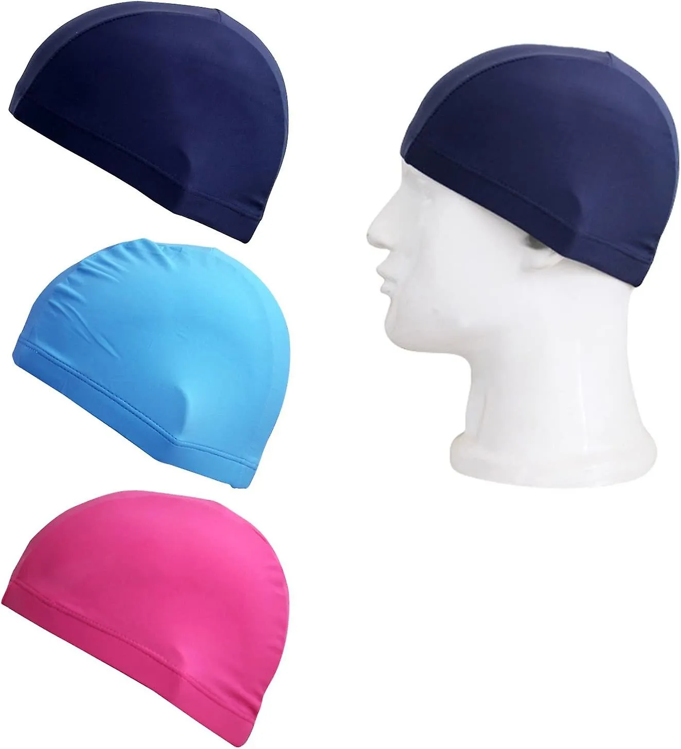 3pcs Gorro de natación de color sólido Gorro de natación sombrero de natación para niños y adultos (no para cabello largo)
