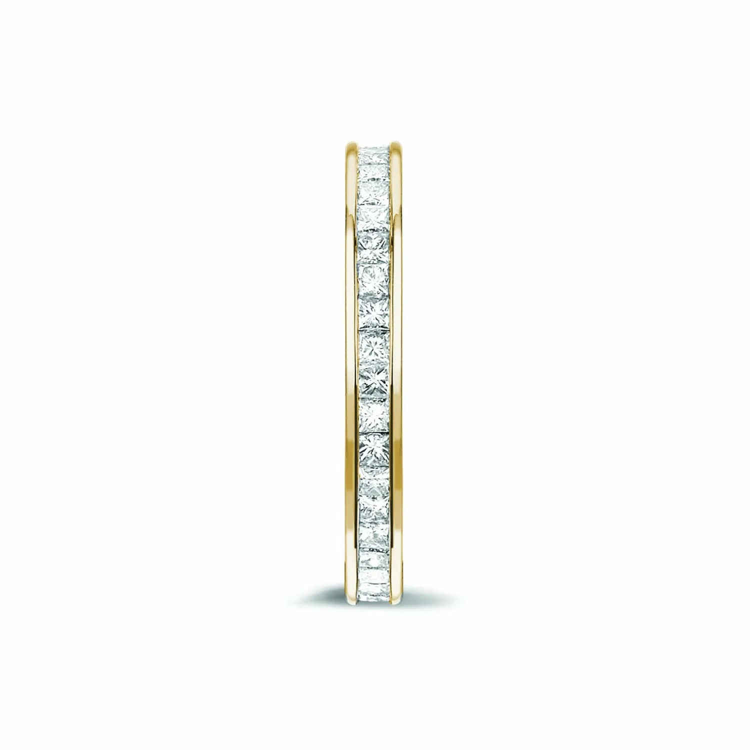 alianza 0.90 quilates en oro amarillo engastada de diamantes talla princesa (circunferencia completa) 
