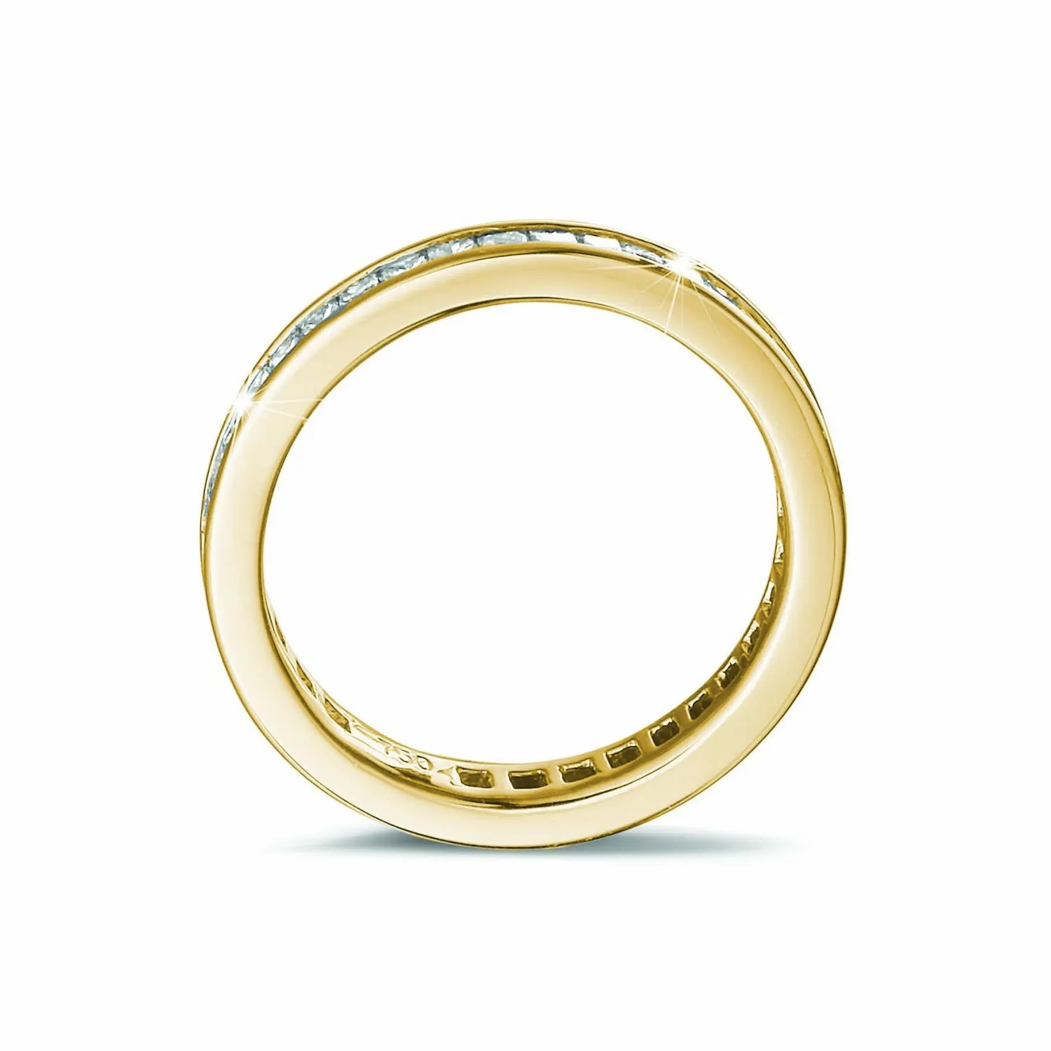 alianza 0.90 quilates en oro amarillo engastada de diamantes talla princesa (circunferencia completa) 