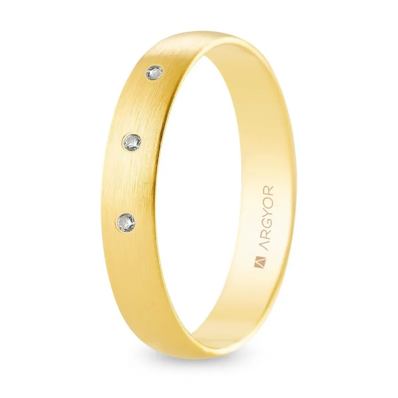 Alianza "Argyor" Diamantes/Satinada Oro 18k 4mm (A40RS3D)