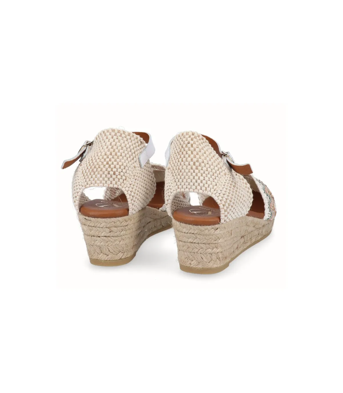 Alpargatas para mujer en color blanco con cuña de yute