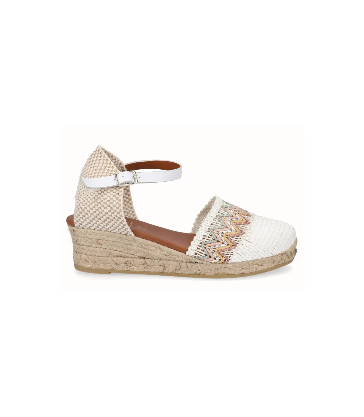 Alpargatas para mujer en color blanco con cuña de yute