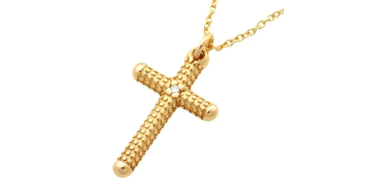 & Other Stories 18Collar con colgante de cruz de diamantes K en excelentes condiciones Dorado 