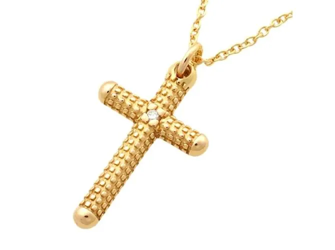 & Other Stories 18Collar con colgante de cruz de diamantes K en excelentes condiciones Dorado 
