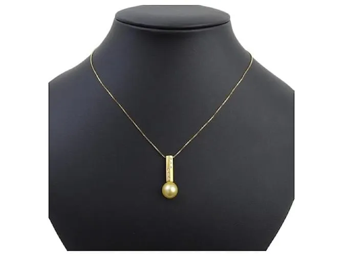 & Other Stories 18Collar con colgante de perlas y diamantes de oro k en excelentes condiciones 