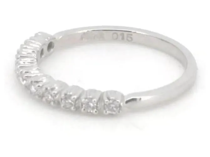 & Other Stories Anillo de diamantes AHKAH de media eternidad de segunda mano 0.15ct K18WG tamaño 8 en excelente estado Blanc