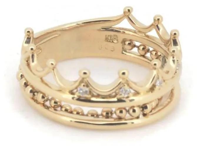 & Other Stories Anillo de motivo de corona de diamantes en oro amarillo K18YG 13.5 en excelente estado Dorado 
