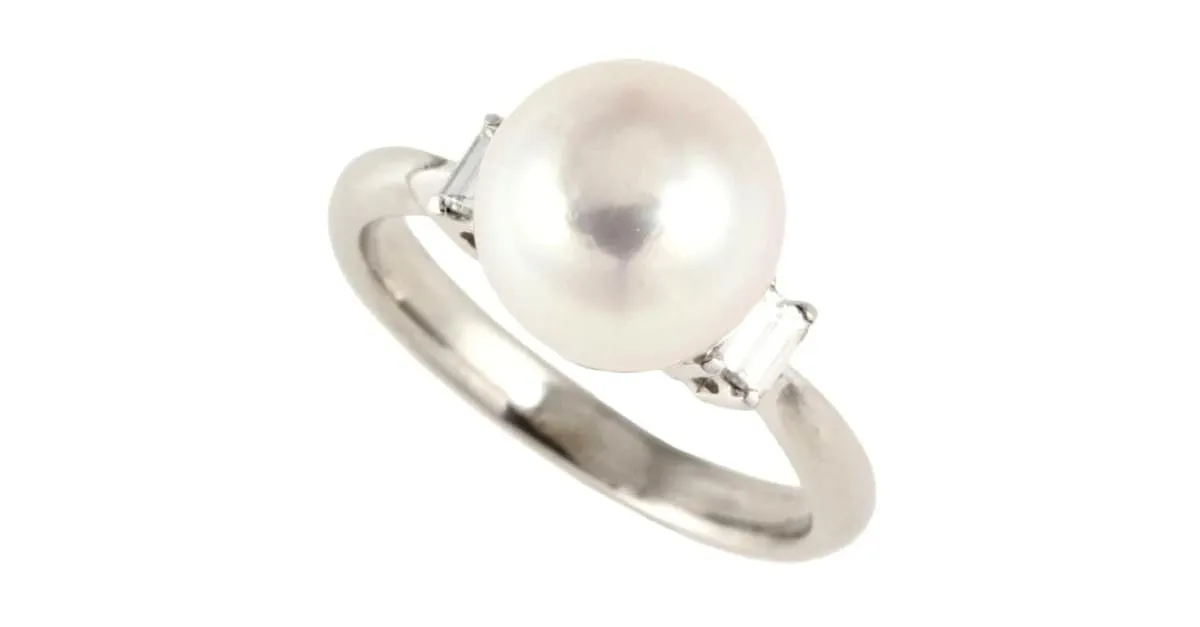 & Other Stories Anillo de perlas de diamantes de platino en excelentes condiciones Plata 