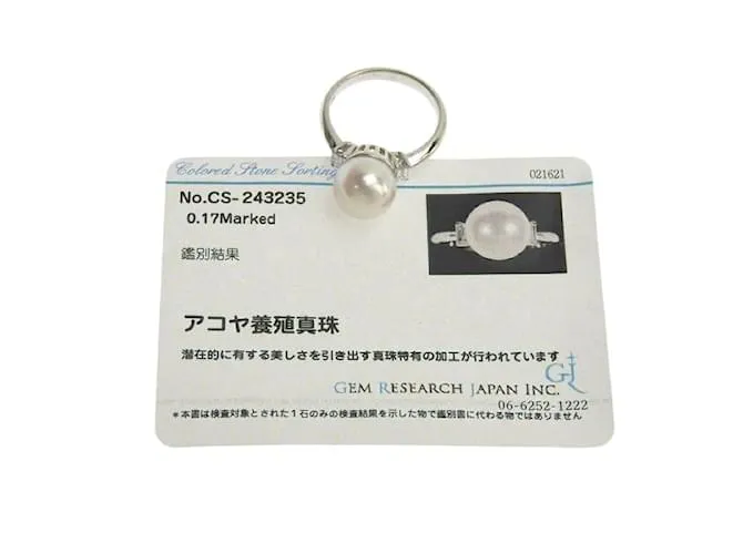 & Other Stories Anillo de perlas de diamantes de platino en excelentes condiciones Plata 