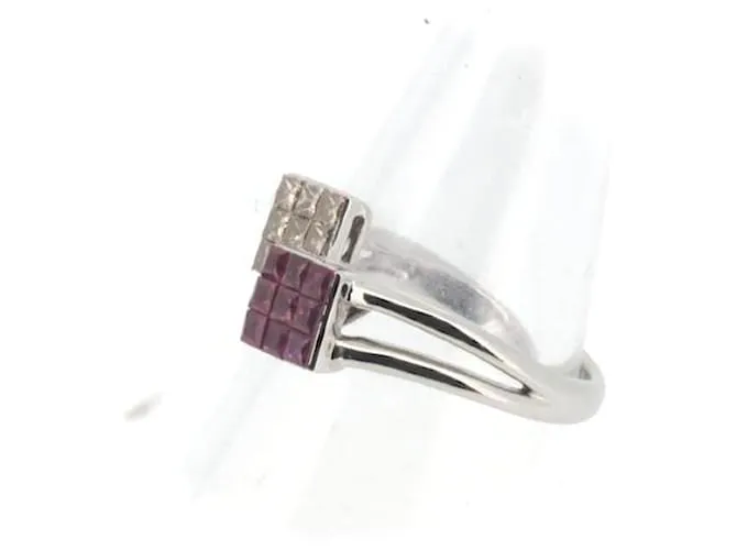 & Other Stories Anillo de rubí y diamantes K18WG tamaño 12 en excelente estado Blanco 