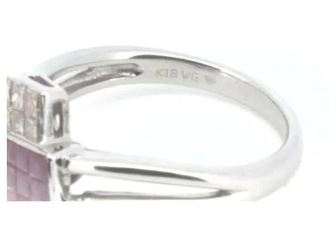 & Other Stories Anillo de rubí y diamantes K18WG tamaño 12 en excelente estado Blanco 