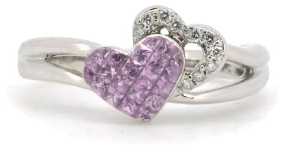 & Other Stories K18Tamaño del anillo de diamantes y zafiro rosa WG 19 En GRAN estado 