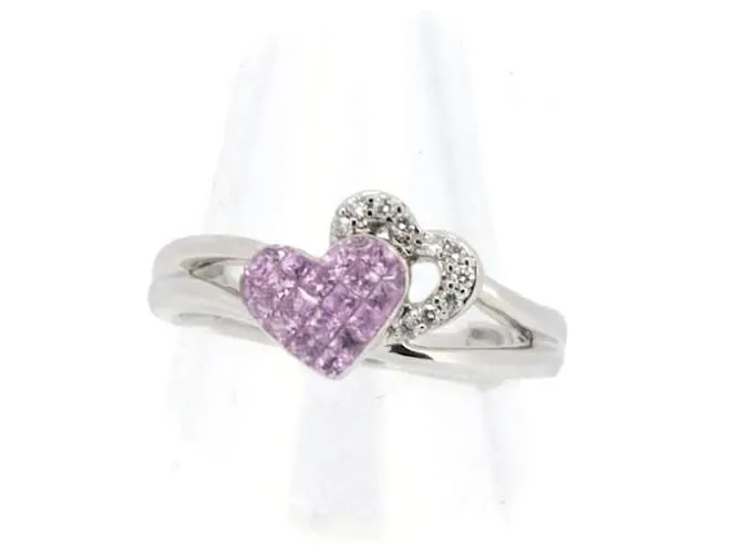 & Other Stories K18Tamaño del anillo de diamantes y zafiro rosa WG 19 En GRAN estado 