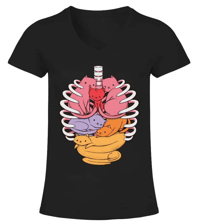 anatomy cats Camiseta cuello pico Mujer
