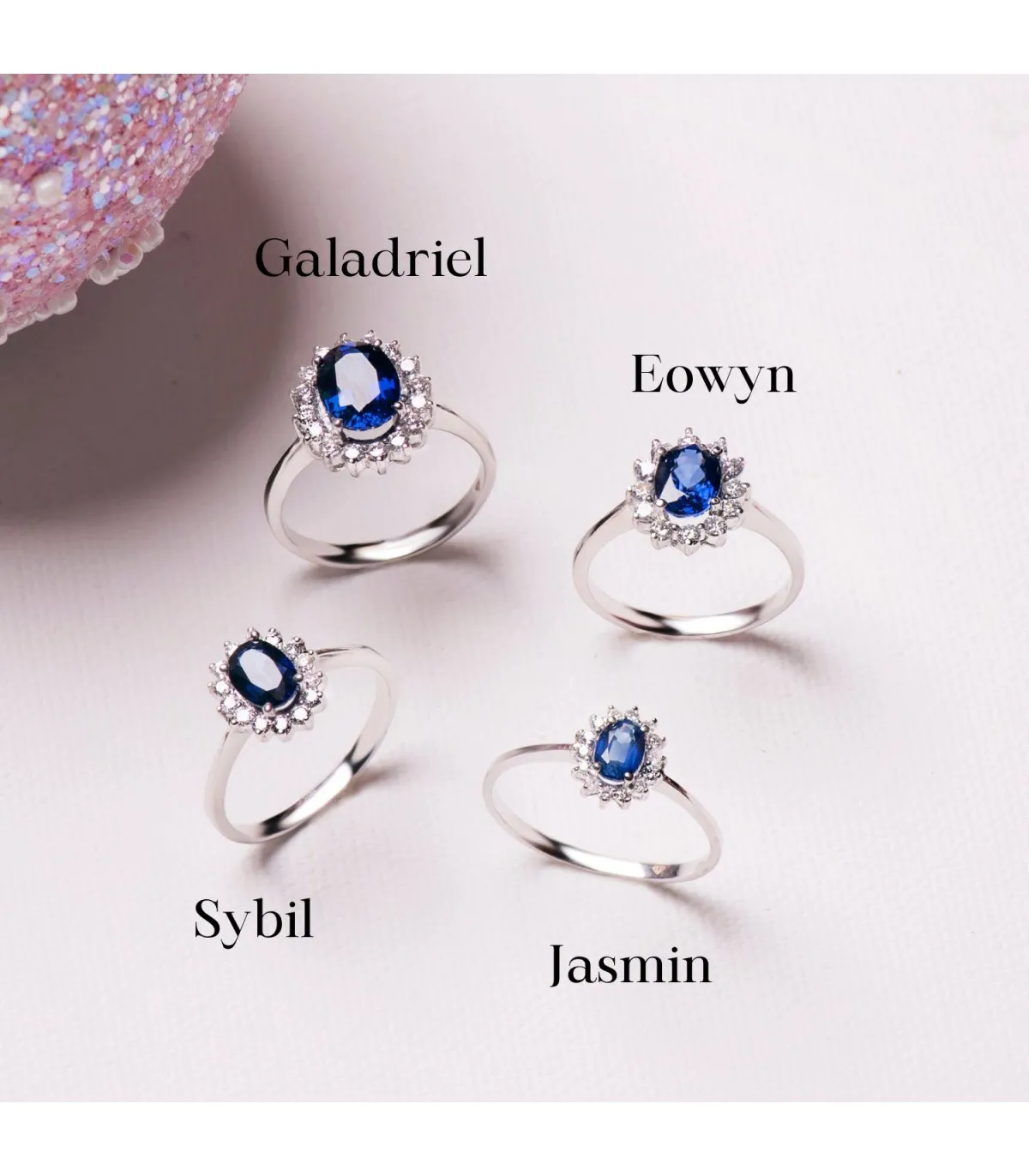 Anillo Galadriel 18K Zafiro 2.47 Q Diamantes