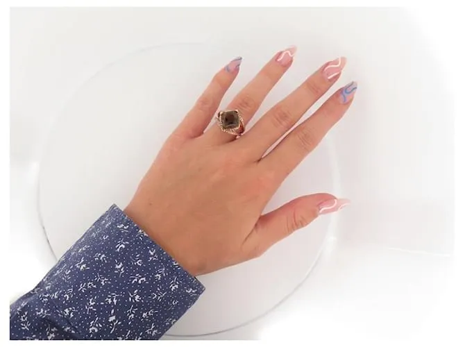 ANILLO MAUBOUSSIN FOU DE TOI 55 ANILLO ORO ROSA 18K CUARZO HUMO DIAMANTES ORO Dorado 
