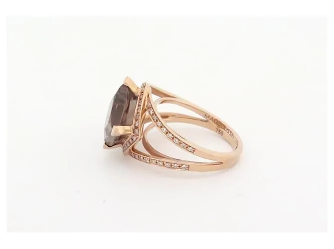 ANILLO MAUBOUSSIN FOU DE TOI 55 ANILLO ORO ROSA 18K CUARZO HUMO DIAMANTES ORO Dorado 