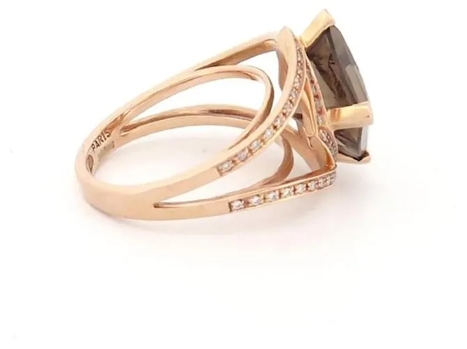 ANILLO MAUBOUSSIN FOU DE TOI 55 ANILLO ORO ROSA 18K CUARZO HUMO DIAMANTES ORO Dorado 