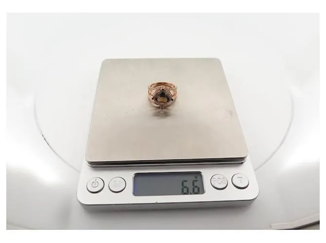 ANILLO MAUBOUSSIN FOU DE TOI 55 ANILLO ORO ROSA 18K CUARZO HUMO DIAMANTES ORO Dorado 