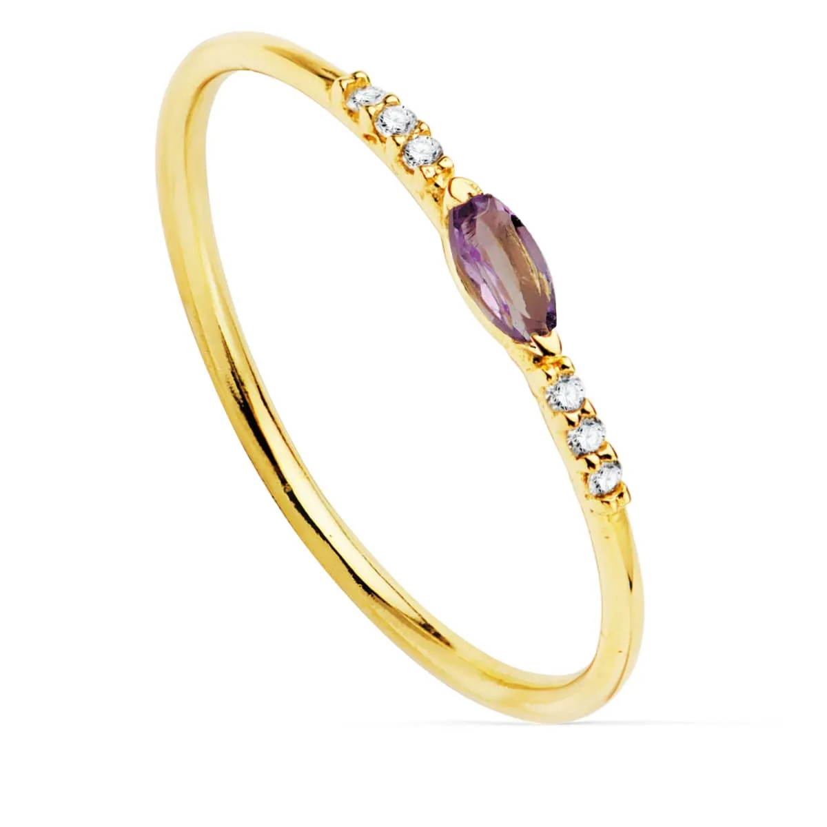 Anillo oro fino amatista diamantes