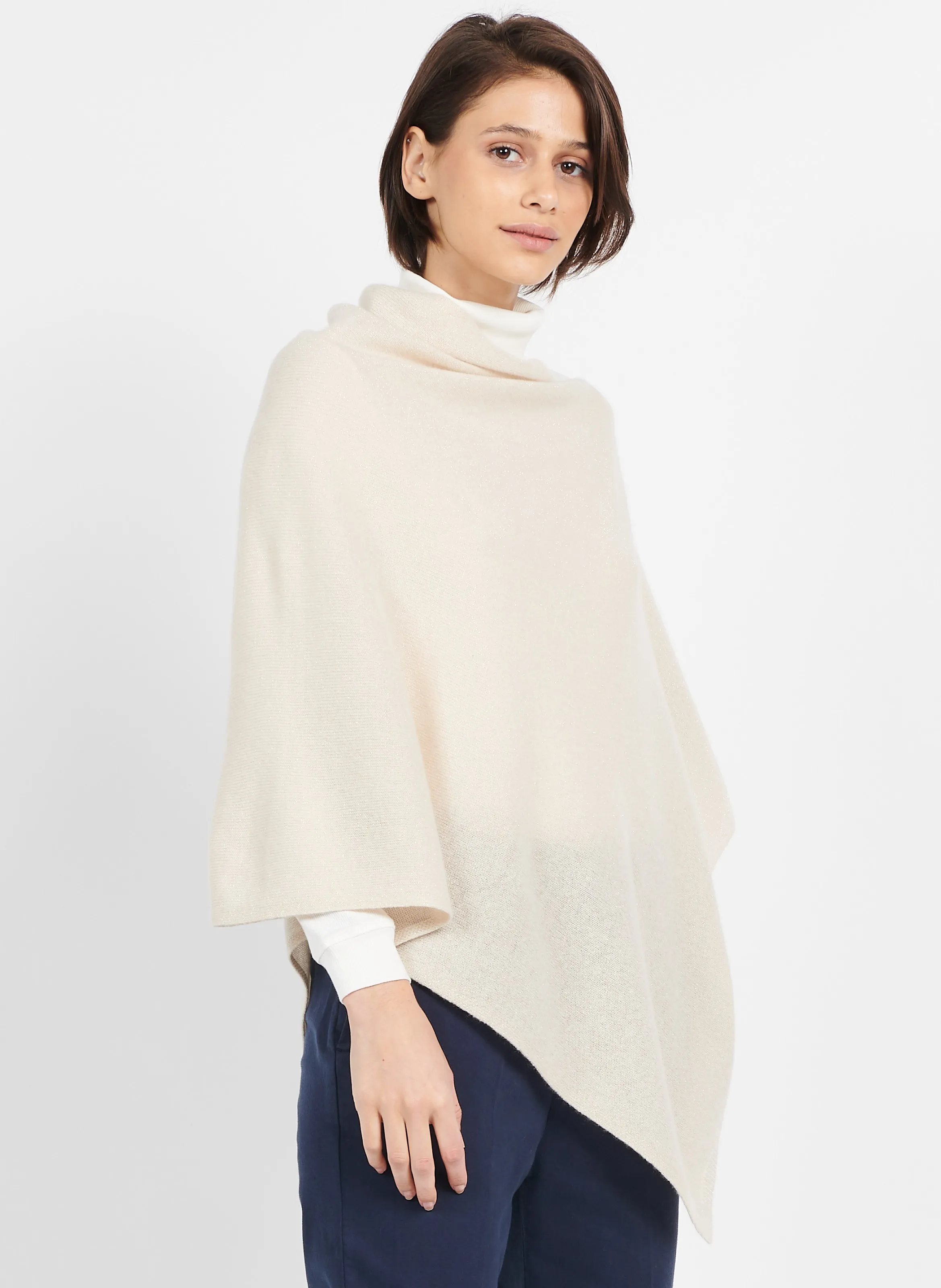 BALTIAB  PONCHO DE MEZCLA DE CACHEMIRA EN BEIGE