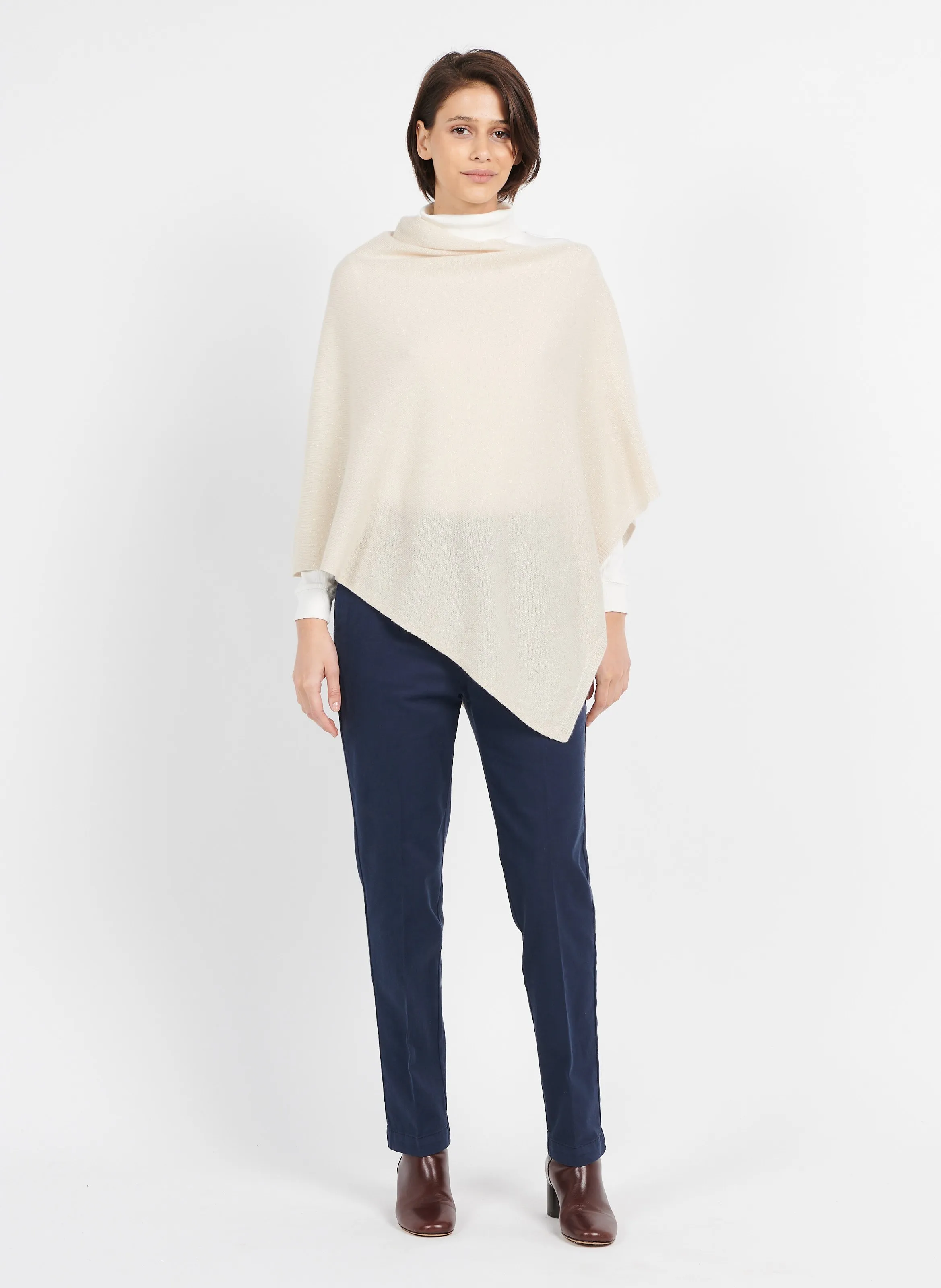 BALTIAB  PONCHO DE MEZCLA DE CACHEMIRA EN BEIGE