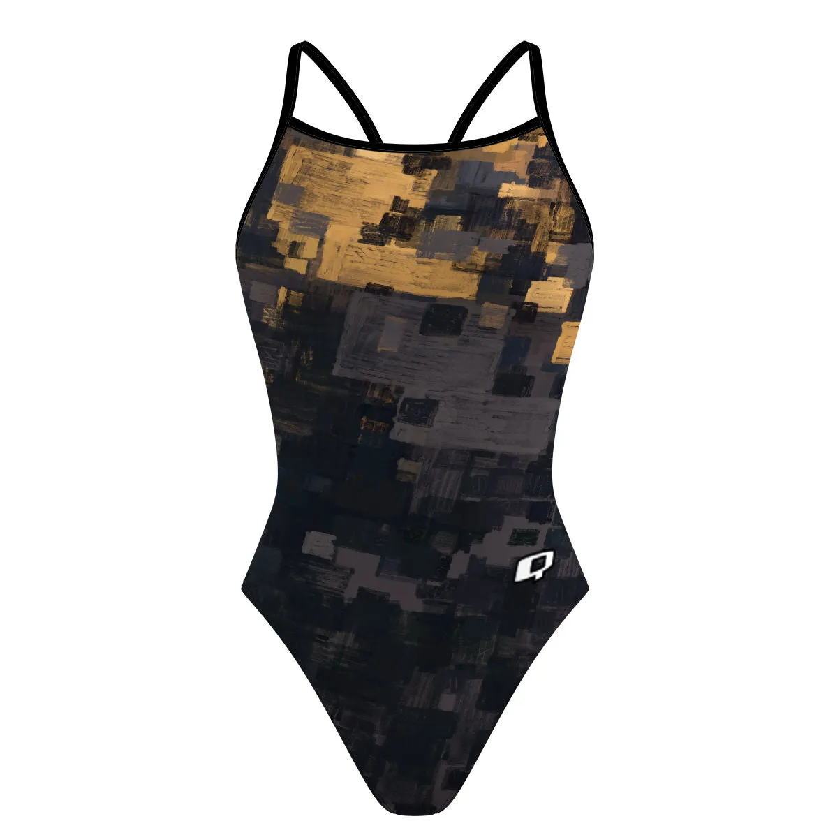 BLACK GOLD  SKINNY STRAP SWIMSUIT
