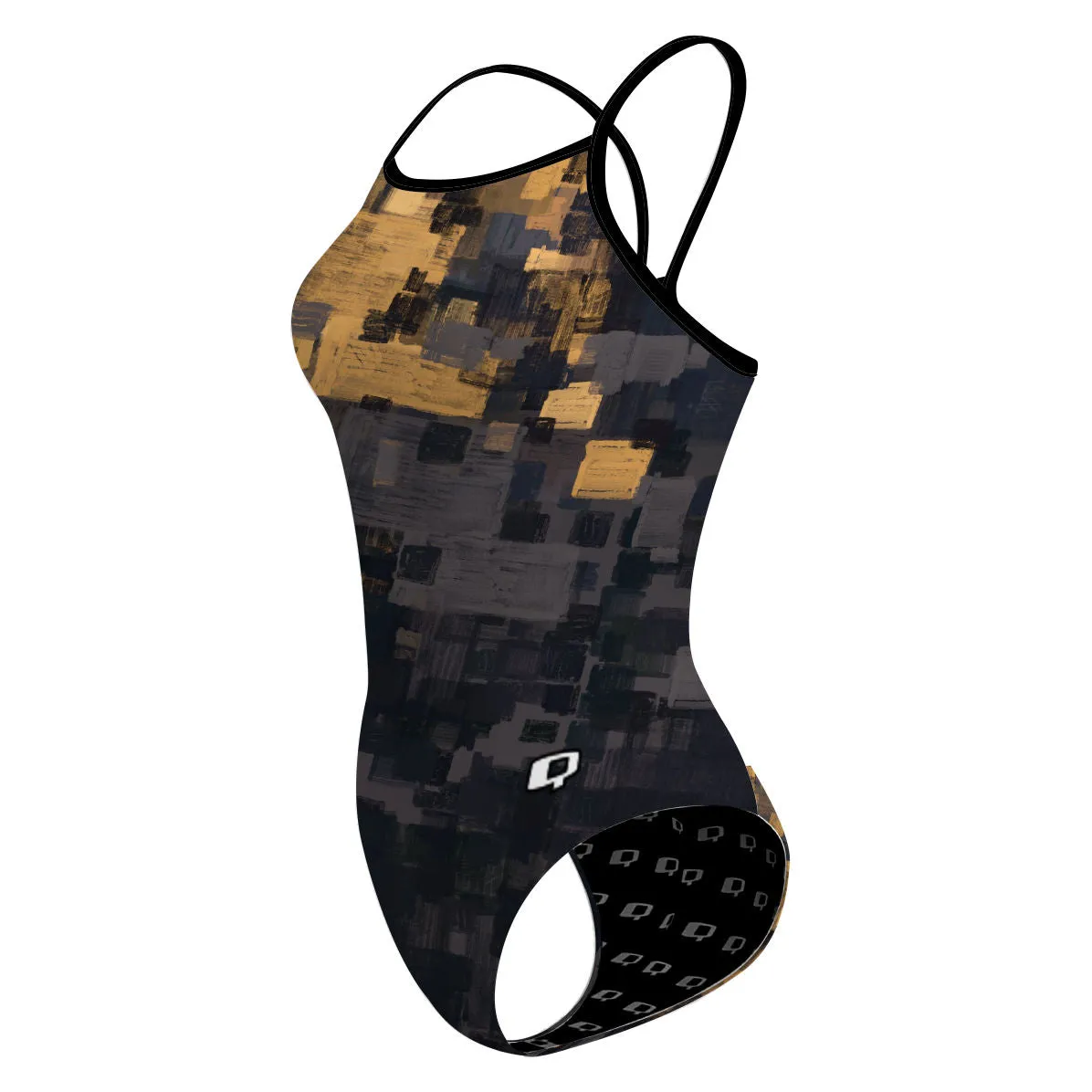 BLACK GOLD  SKINNY STRAP SWIMSUIT
